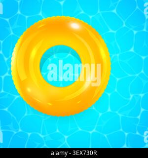 Bright yellow float floats calmly in blue water Stock Vector