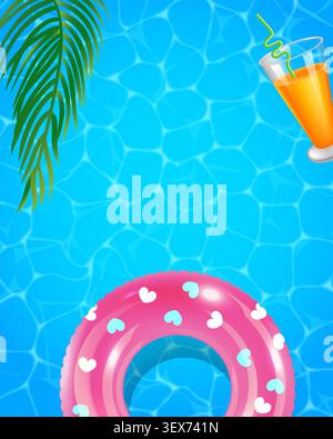 Inflatable ring floats in blue water Stock Vector