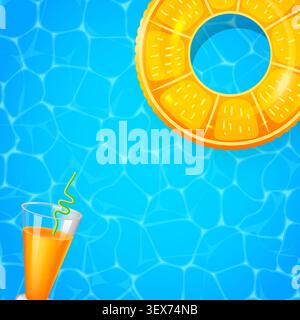Bright yellow float floats in clear blue water Stock Vector