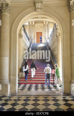 France, Paris, National Archives Museum, Hôtel de Soubise, main staircase (18th century) Stock Photo