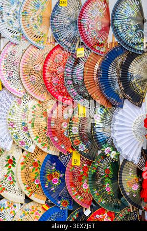 Spain, Madrid, La Latina district, El Rastro flea market on Sundays, fan Stock Photo