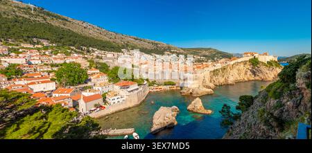 Croatia, Dalmatia, Dalmatian coast, Dubrovnik, historic center listed as World Heritage by UNESCO, seen from Fort Lovrjenac Stock Photo
