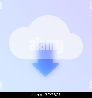 Glassmorphism cloud download icon Stock Vector