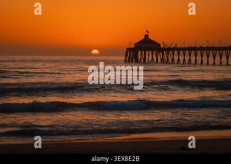 Sunset over the Pacific Ocean in Imperial Beach, California Stock Photo