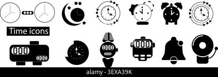 Time Management Icon Set with Clocks Timers Watches and Reminder Symbols Stock Vector