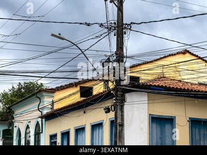Electrical installation in Lencois, Brazil Stock Photo