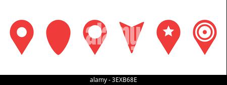 Location pin icon set with map markers, navigation pointers, destination symbols and GPS marker designs for maps and travel applications vector Stock Vector