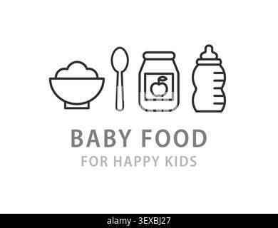 Baby food vector logo kids meals design Stock Vector