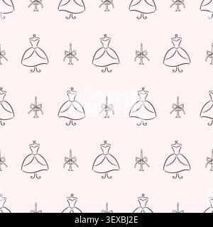 Wedding bridal dresses vector seamless pattern Stock Vector