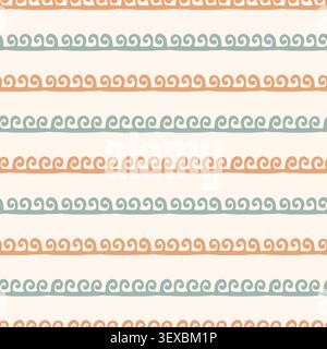 Boho vector seamless wave borders stripe pattern Stock Vector