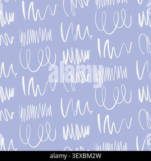 Lavender doodle scribble lines seamless pattern Stock Vector