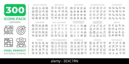 Education line icons set collection Stock Vector