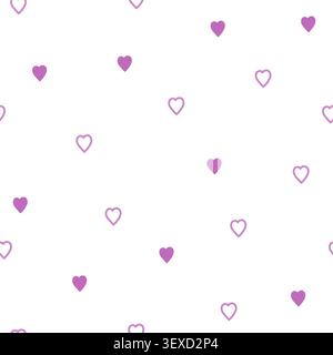 Pink Heart Seamless Pattern on White Background for Valentine's Day Stock Vector