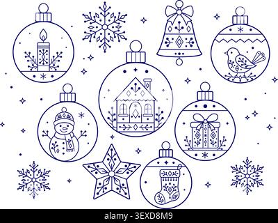 Scandinavian Folk Christmas Ornament Elements Stock Vector