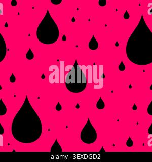 Rain Drops Seamless Pattern on Pink Background Stock Vector