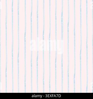 Blue watercolor vertical stripe seamless pattern on a pink background, minimalist art. Thin bands, soft hand painted texture. Great for stationery Stock Photo