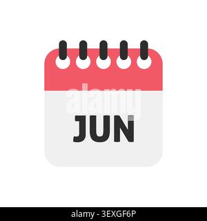 June Month Red Calendar Flat Icon Vector Stock Vector