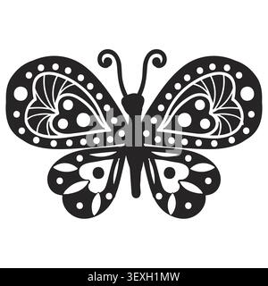 Butterfly in black and white tattoo style. Vector illustration isolated on a white background. Stock Vector