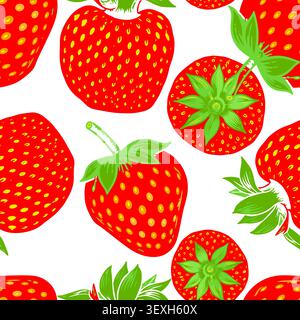 Strawberry seamless pattern . Not AI, vector illustration. Stock Vector