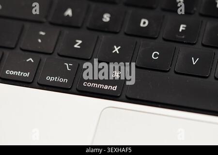 Close up of black Keys on a laptop keyboard computer Stock Photo
