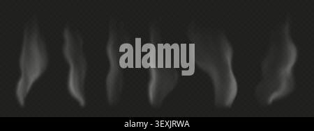 Vertical, wavy steam isolated on transparent background Stock Vector
