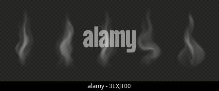 Wavy semi transparent steam isolated on dark background Stock Vector
