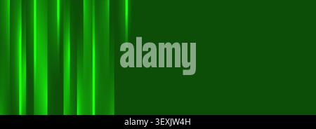 Green glowing vertical lines background. Greenish neon gradient stripes wallpaper. Vector abstract motion effect light trails backdrop for booklet, brochure, flyer, banner, poster, presentation, cover Stock Vector