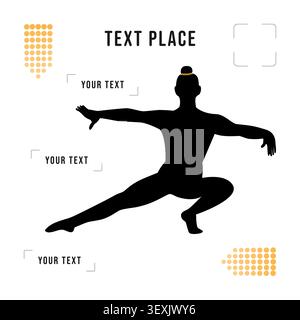 Contemporary social media template featuring graceful gymnast silhouette Copy space Template. Fitness promotion or championships Vector illustration sports club print material, poster, banner or media Stock Vector