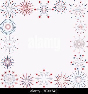 Fireworks on white background vector for 4th of July, holiday, Xmas, new year, birthday, anniversary, victory, party, carnival, congratulations Stock Vector