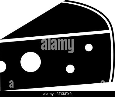 A clean and simple illustration of a triangular slice of cheddar cheese with characteristic holes, perfectly isolated on a white background for easy u Stock Vector