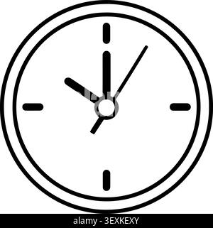 A clean, isolated minimalist analog clock with black hands and markers on a white background, showing the time as quarter past three for use in design Stock Vector