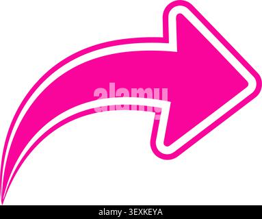 An isolated bold pink arrow with a white outline, pointing to the right on a clean white background, ready for use in presentations or designs. Stock Vector