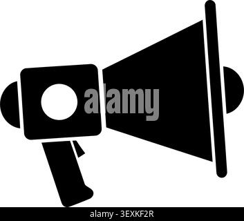 A sleek black and white vector illustration of a megaphone combined with a camera icon, isolated on a clean white background. Perfect for media, annou Stock Vector