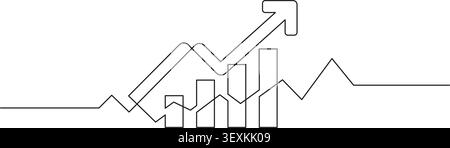 Business growth chart with upward trend arrow, financial growth, sales increase, profit growth, performance analytics and business success concept in Stock Vector