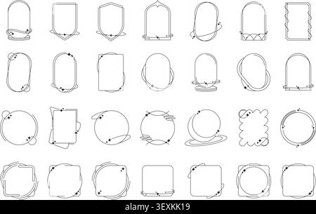 minimalist frame border beauty and aesthetic line illustration decorative art set editable Stock Vector