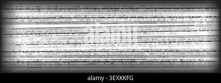 Horizontal noise static lines with worn monochrome interference create a retro display effect. Distressed television texture is perfect for vintage Stock Vector