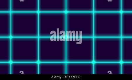 Futuristic neon blue grid background with glowing geometric lines over dark cyber tech pattern for retro sci fi synthwave and gaming concept design Stock Vector