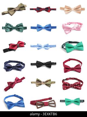 Collection of colorful bow ties isolated on white background Stock Photo