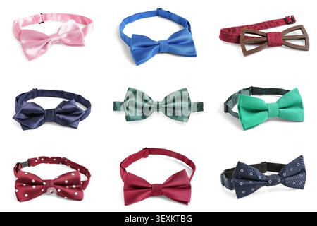 Collection of colorful bow ties isolated on white background Stock Photo