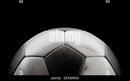 Soccer ball on a dark background, representing sport, competition, and game. 3d rendering Stock Photo