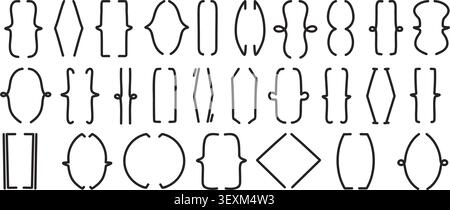 Decorative Brackets and Parentheses Set. Minimalist Text Calligraphy Borders, Curly Braces, and Typographic Punctuation Doodle Elements. Vector Illust Stock Vector