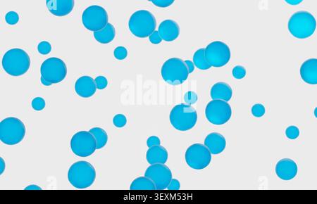 Blue spheres floating abstractly against a clean white background. 3d rendering Stock Photo