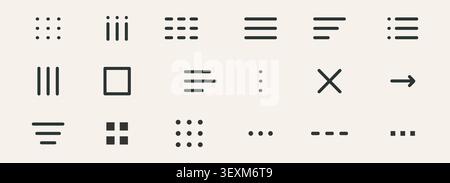 Hamburger menu set button, interface site navigation icons. Minimal dropdown navigation bar. Clean burger button design for mobile app interface with dropdown list functionality and UI elements. Vector illustration Stock Vector