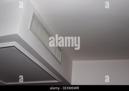 White Ventilation Grille in Modern Ceiling Architecture Stock Photo