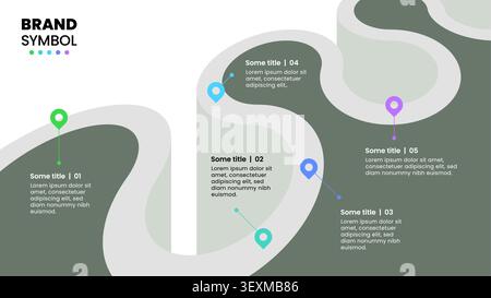 Infographic template with 5 options or steps. Path. Can be used for workflow layout, diagram, banner, webdesign. Vector illustration Stock Vector