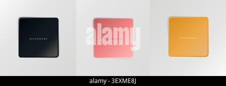 Set realistic black, gold, pink, black square frames . Elegant vector realistic borders for UI, posters. Shiny luxury frame. Banner shadow effects. Stock Vector