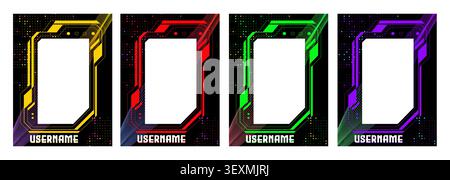 Hud frames set for tech game ui design. Vector realistic illustration of futuristic holographic screens, team or player data background, sci-fi dashboard, neon digital interactive panels, user display Stock Vector