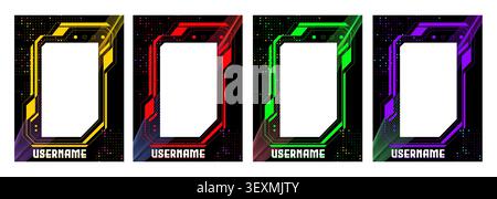 Hud frames set for tech game ui design. Vector realistic illustration of futuristic holographic screens, team or player data background, sci-fi dashboard, neon digital interactive panels, user display Stock Vector