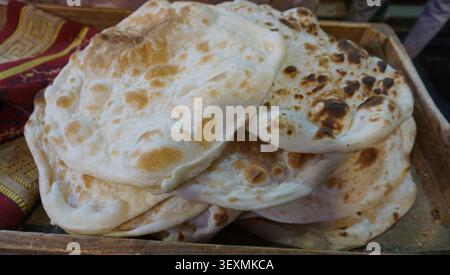 Traditional Fresh Flatbread with Toasted Spots Stock Photo
