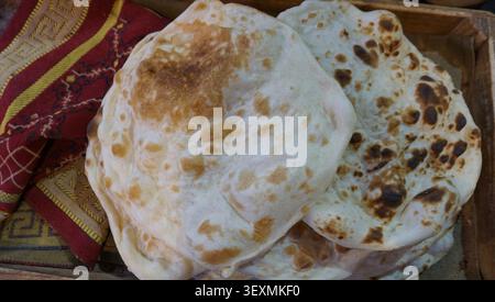 Traditional Fresh Flatbread with Toasted Spots Stock Photo